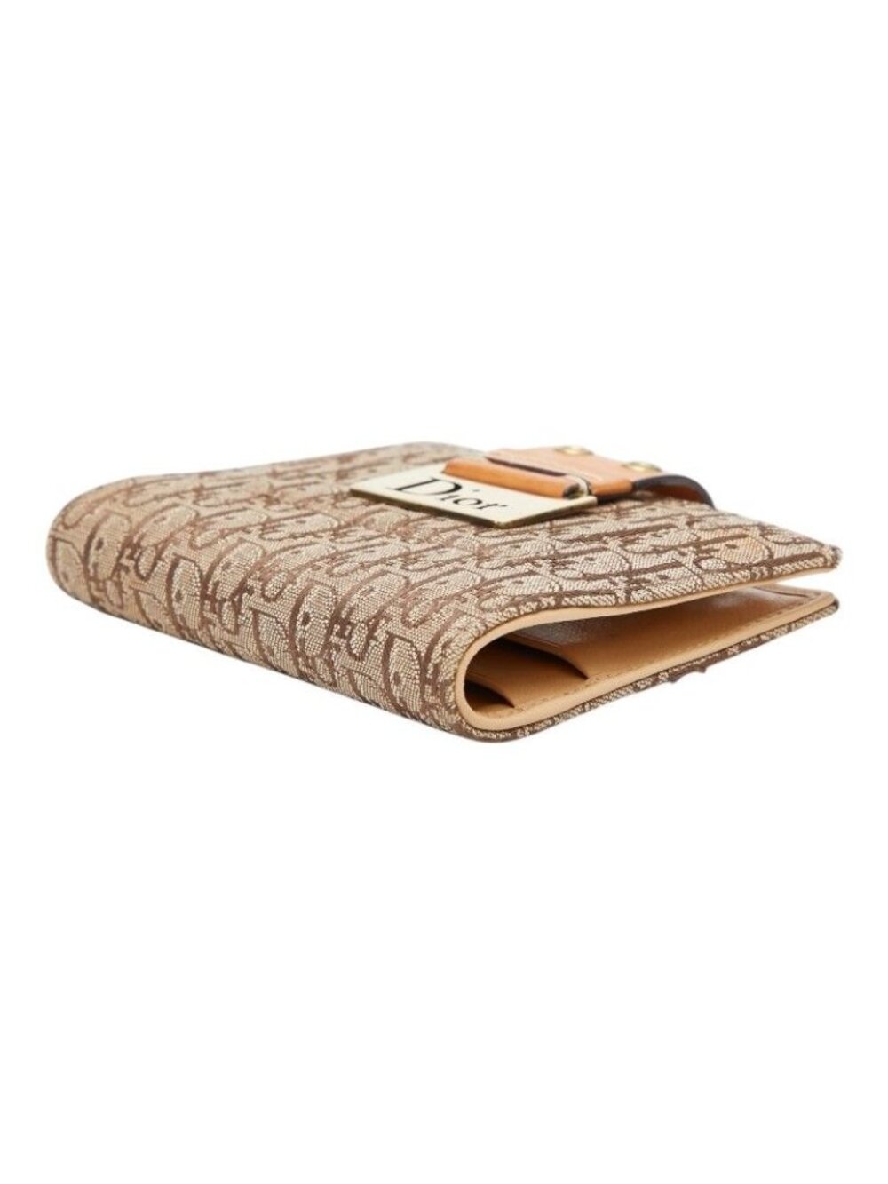 Dior Trotter Jacquard Card Case Bifold Beige Brown Canvas Leather - Picture 4 of 9
